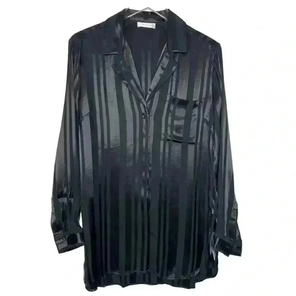 ANINE BING - NWOT - Ash Oversized Striped Satin Shirt Size XS - Picture 5 of 10